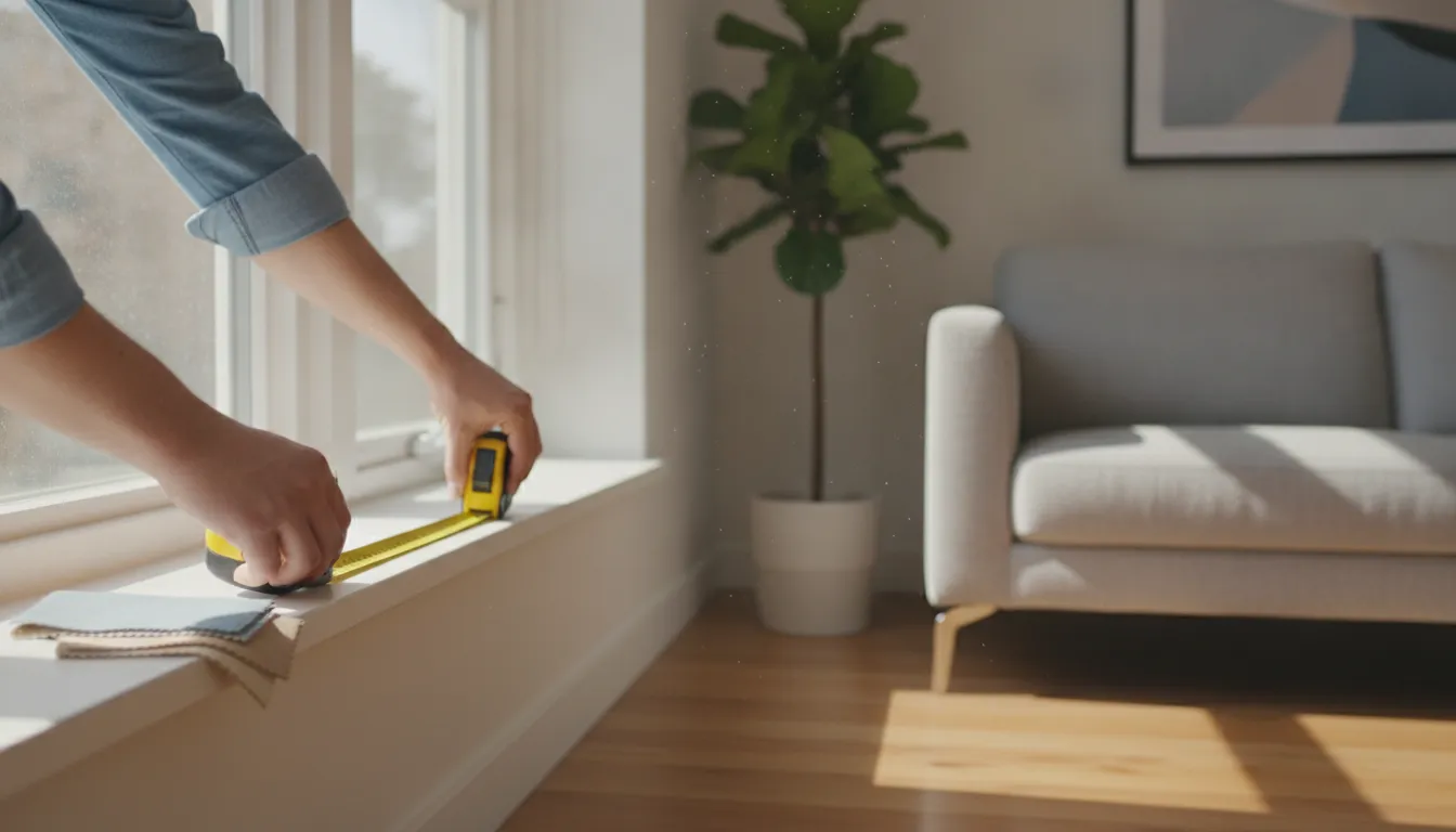 Illustration of a measuring tape on a window frame