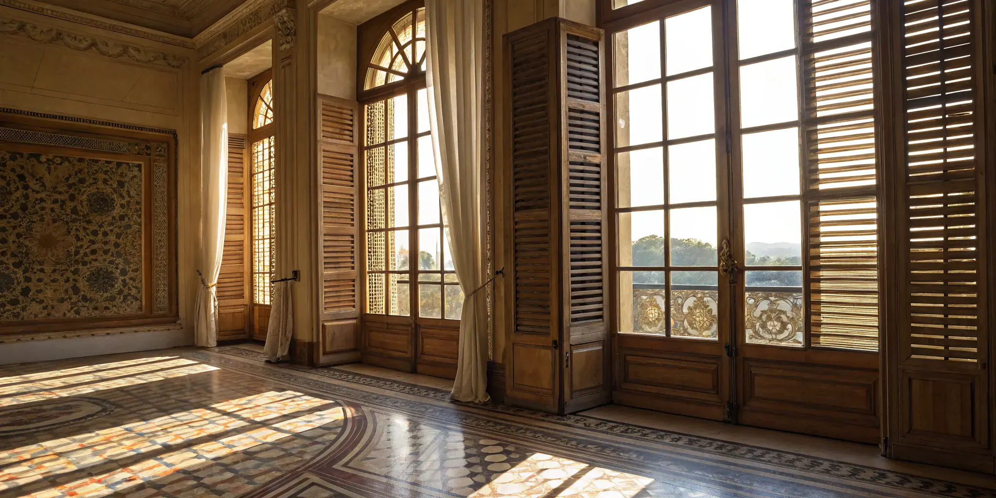 A bright living room with newly installed wooden blinds from a local professional.