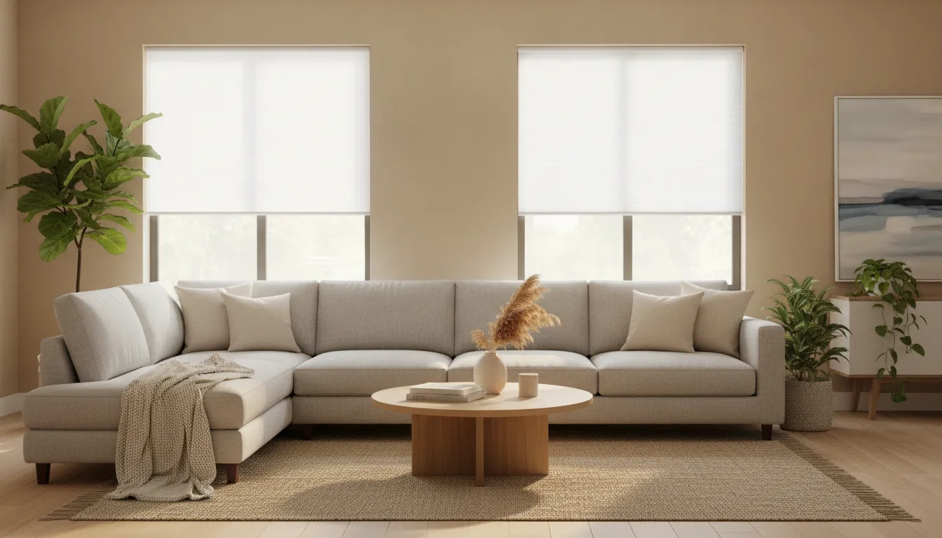 Roller shades vs cellular shades in a bright living room