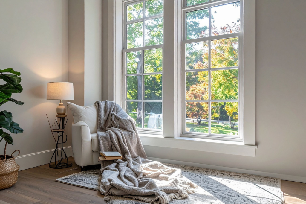 reading chair with light coming through window