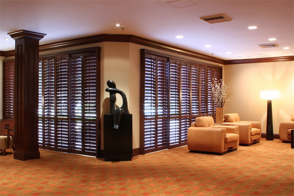beautiful brown shutters - blinds san diego