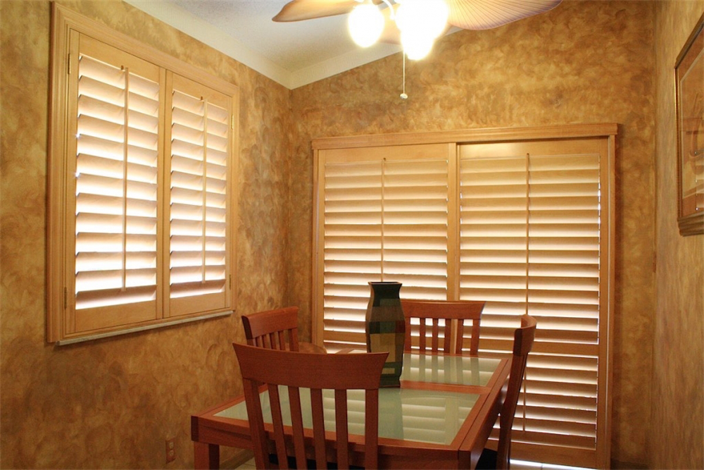 tan dining room shutters - san diego shutters