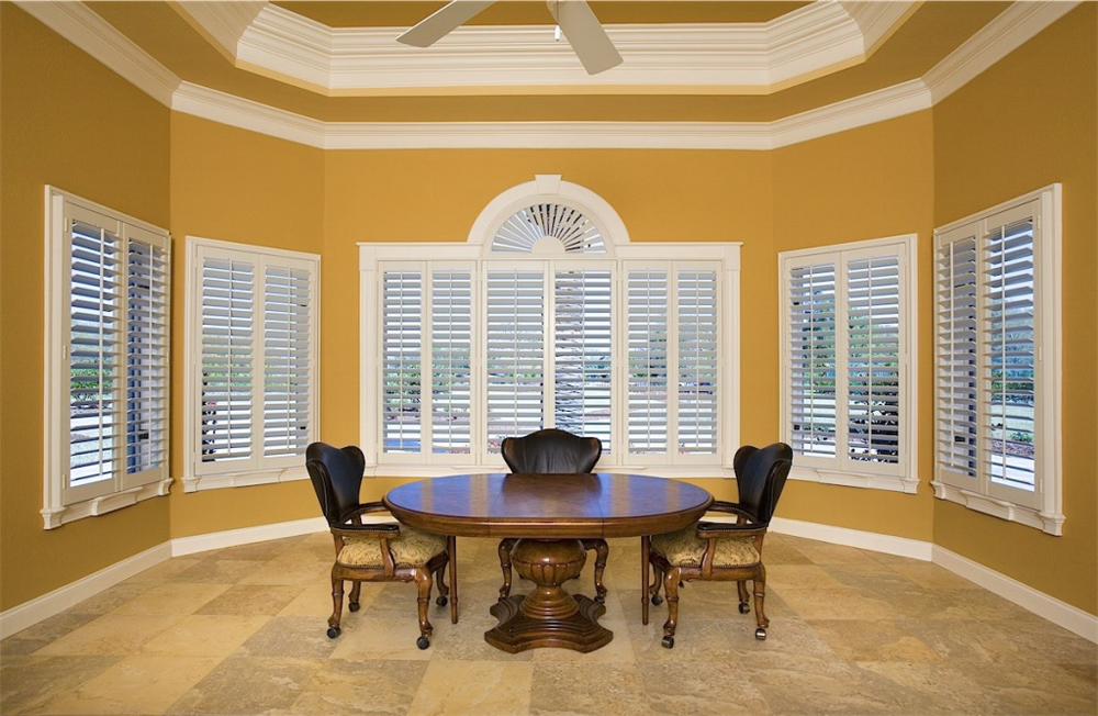 White Shutters in dining room - shutters san diego