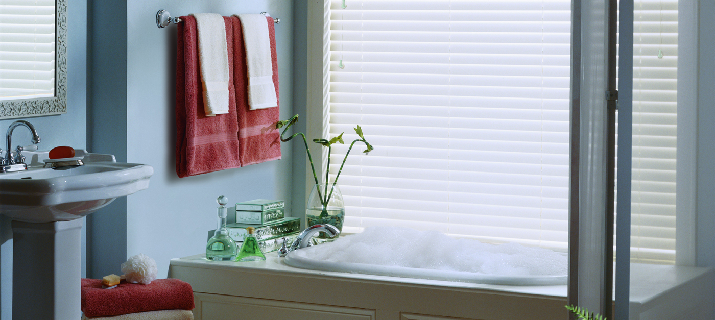 White Blinds In Bathroom - San Diego Blinds