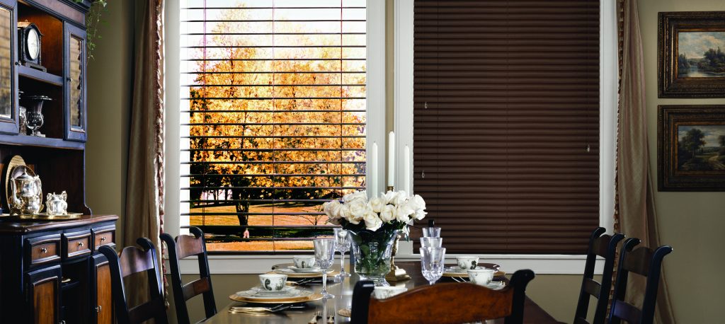 Brown Blinds In Dining Room - San Diego Blinds